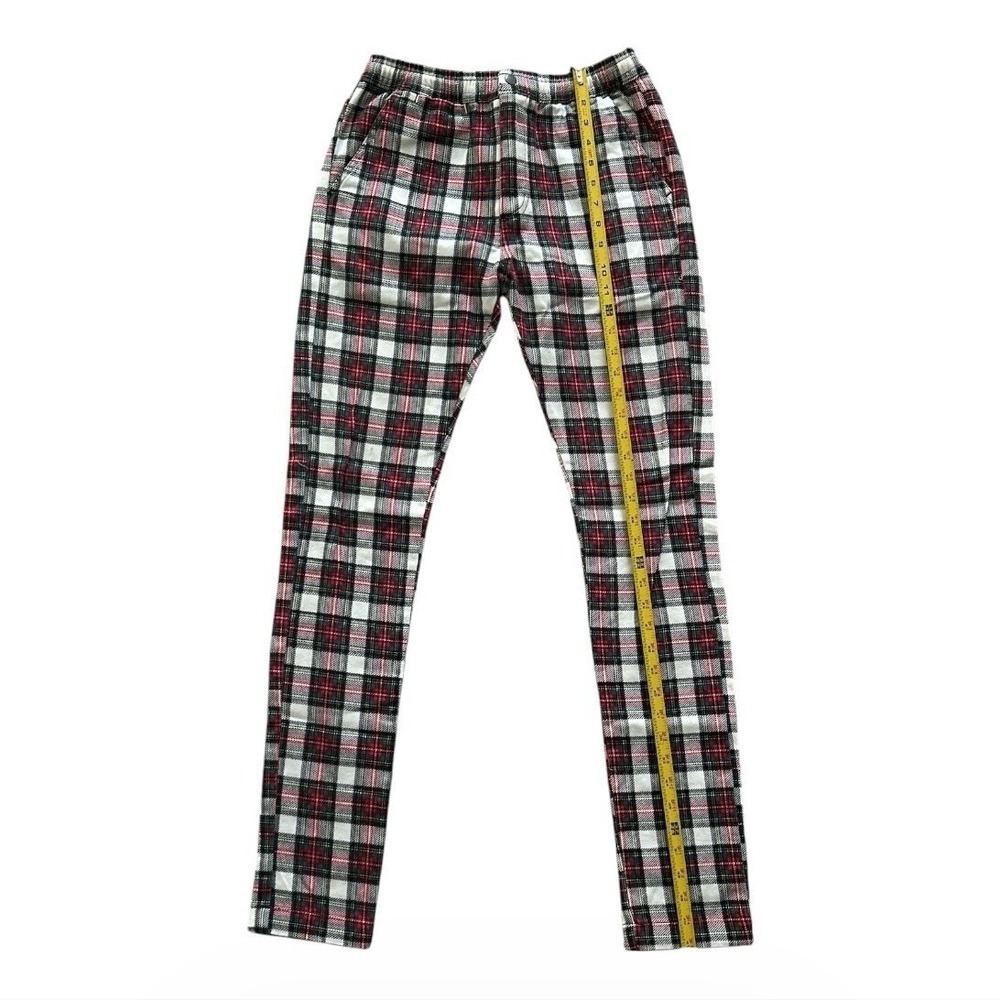Urban Outfitters Christmas Plaid Slim Fit Pants Elastic Drawstring Size Small - Picture 3 of 7
